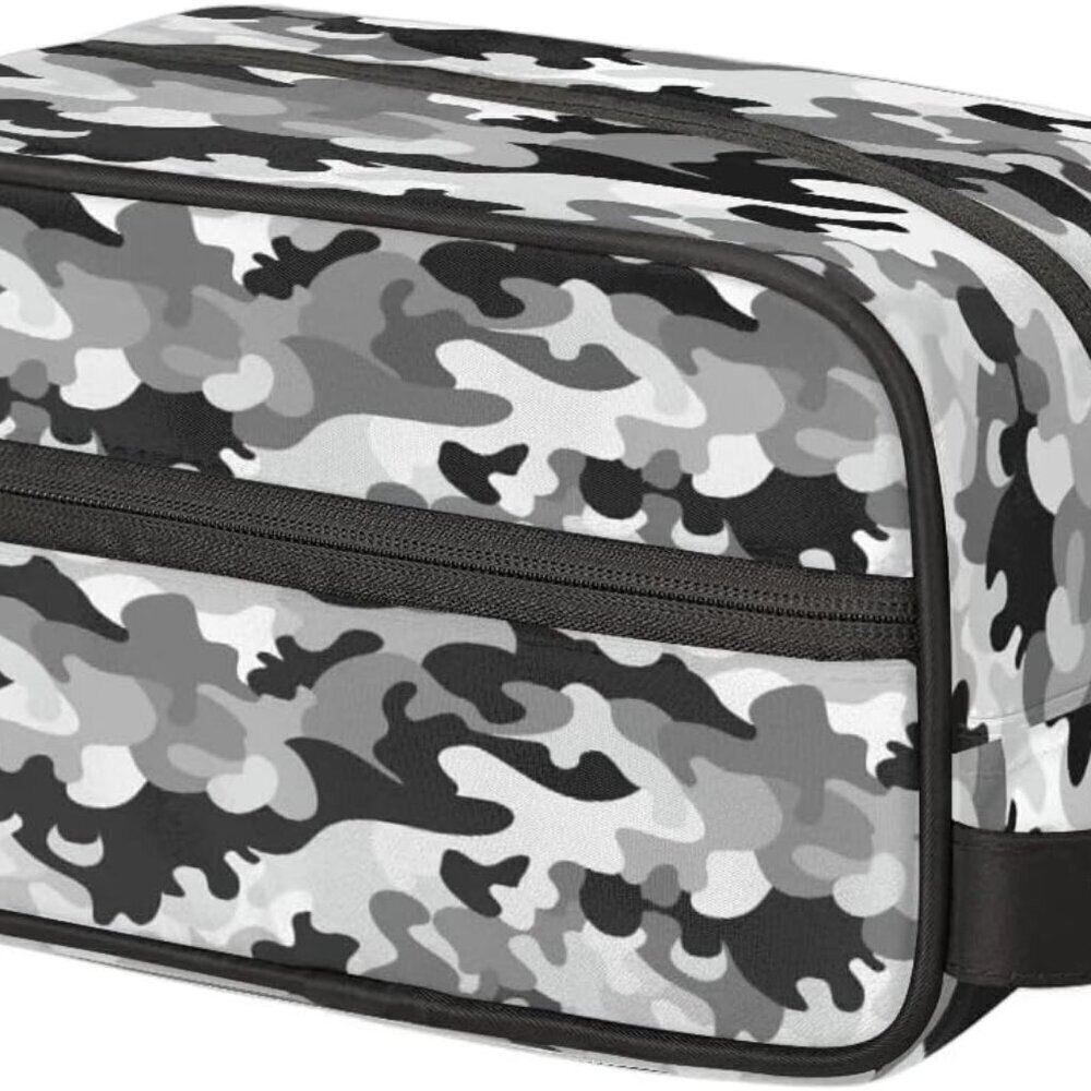 Black Grey Camouflage Hanging Makeup Bag,Toiletry Bag for Women Girl,Travel Cosm